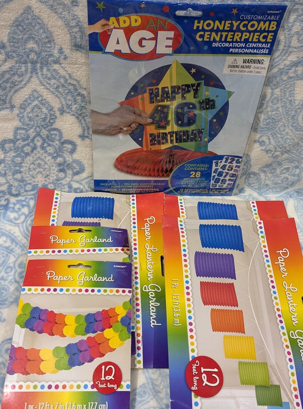 Honeycomb Centerpiece & Multicolor Paper Garland Party Set
